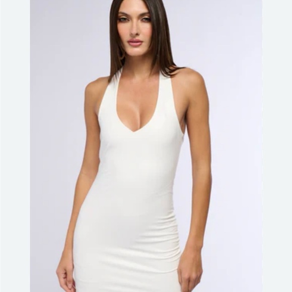 AKIRA Paxton Chic White Backless Halter Neck Mini Dress Medium - Picture 1 of 5